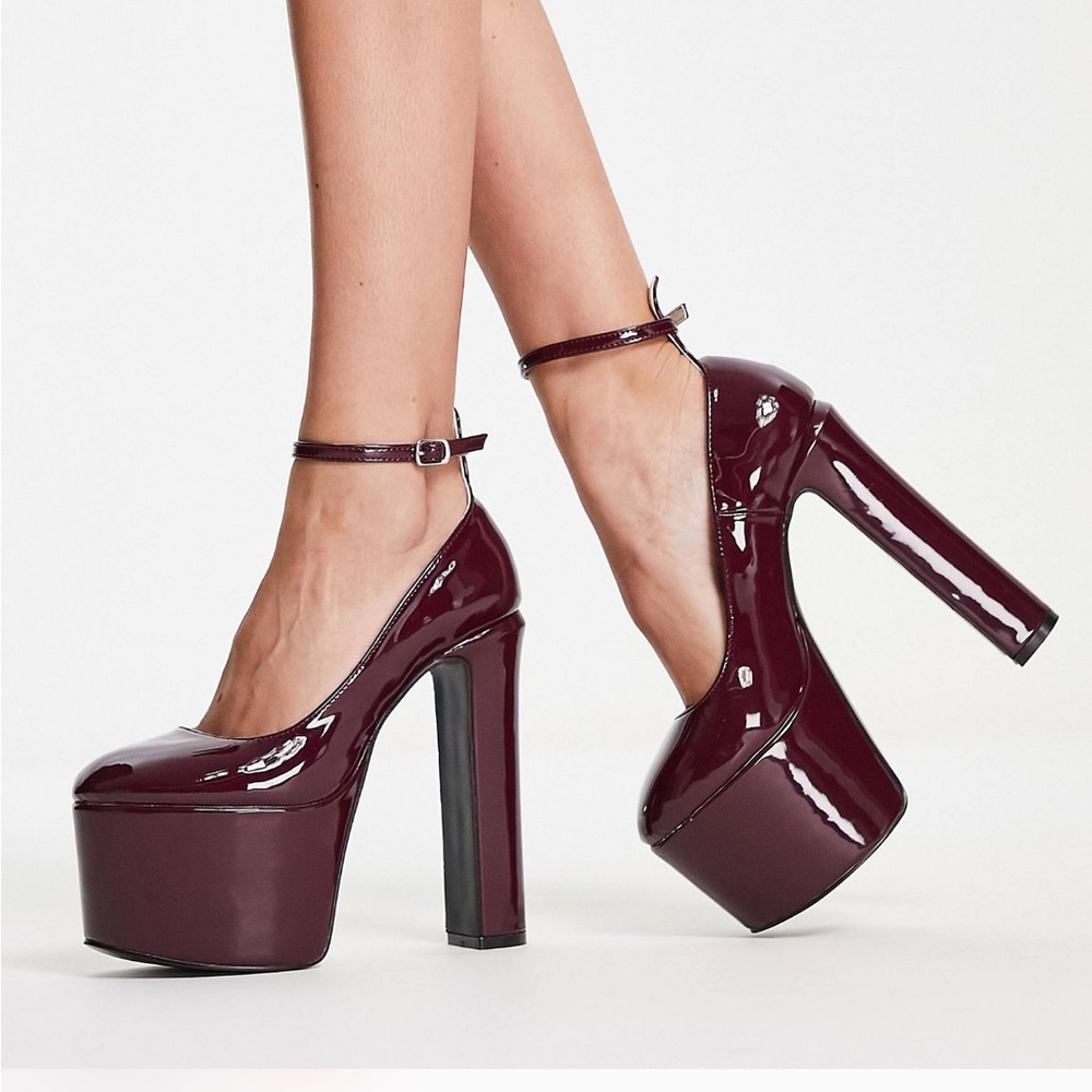 Daisy Street| Platform Heeled Shoes| Burgundy